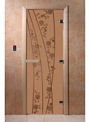 картинка Дверь "Весна цветы бронза матовая " для бани и сауны