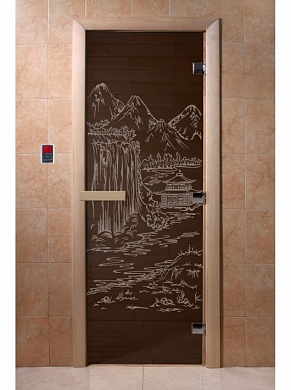 картинка Дверь  "Китай черный жемчуг" для бани и сауны