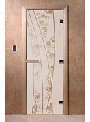 картинка Дверь "Весна цветы сатин" для бани и сауны