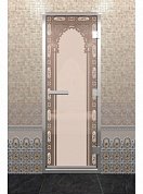 картинка Дверь "Хамам восточная арка бронза матовая" для бани и сауны