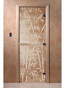 картинка Дверь  "Бамбук и бабочки прозрачная " для бани и сауны