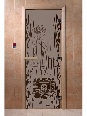картинка Дверь "Волшебный пар черный жемчуг матовая" для бани и сауны