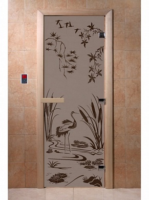 картинка Дверь  "Камышовый рай черный жемчуг матовая" для бани и сауны