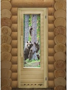 картинка Дверь "Элит Мишки" с Фотопечатью для бани и сауны