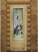 картинка Дверь "Элит Мишки" с Фотопечатью для бани и сауны